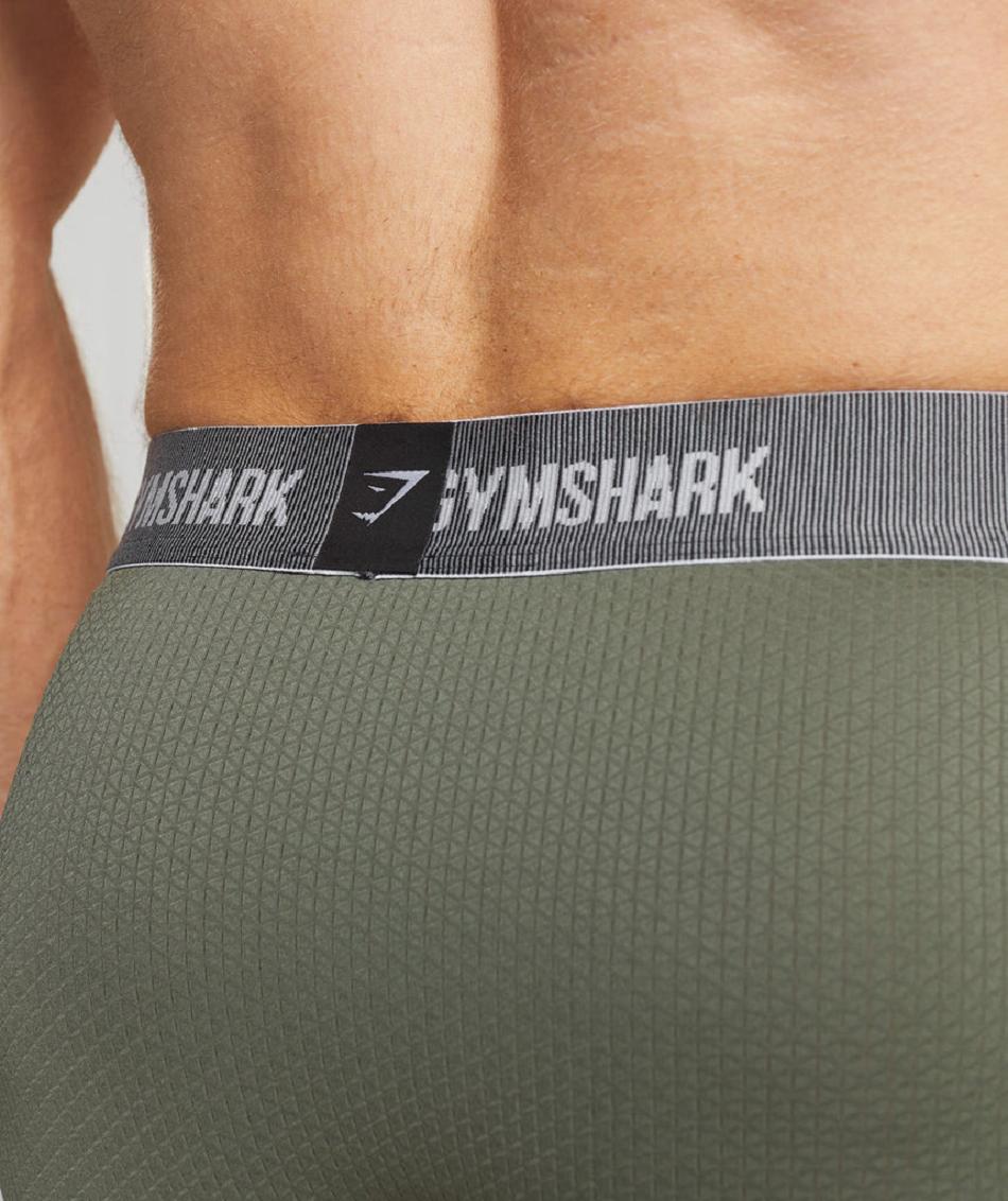 Boxer Gymshark Sports Tech Boxers 2pk Hombre Negras Verde Oliva | CO 3913QMA